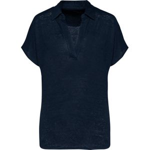 Spasso Linnen damespolo SP221 - Navy Blue - XS