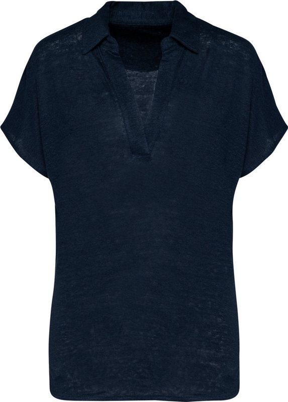 Spasso Linnen damespolo SP221 - Navy Blue - XS