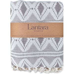 Lantara Boho - Grand foulard Sprei - Taupe - 160x250cm - Katoen