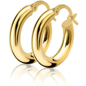 ZINZI Gold 14 karaat gouden oorringen ronde buis 15 x 3mm ZGO130