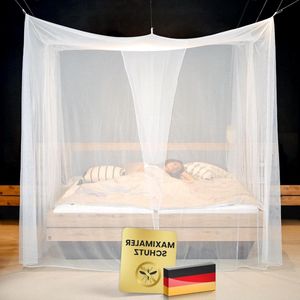 Groot muggennet voor tweepersoonsbed inclusief montagemateriaal voor thuis - Luxe indoor muggenbescherming - muggennet bed - pop-up klamboe