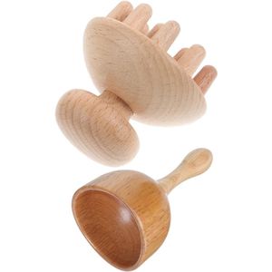 Houttherapie Massagetools - 2 stuks - Handmatige gezichtsmassagetool - Multifunctionele - Cupping Kam Massager - Houten Massage Stok - Draagbare - Massage-instrumenten - Bindweefselmassage - Kammen - Houten kam - Anti cellulitis lymfedrainagetherapie