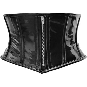 Dames Onderbust PVC Stalen Boned Body Waist Shaper Zwart