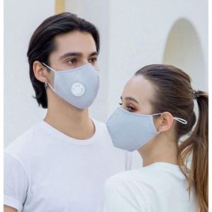 Herbruikbaar Mondmasker met filter | mondkapje wasbaar | Inclusief  1 PM2.5 filter | OV-Mask Grijs| mode masker | stoffen mondkap