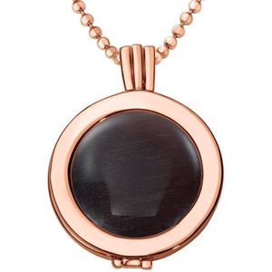 Quiges - Munthouder met Ketting en Munt 25mm Cat's Eye Paars - Rose Goudkleurig - EPRHZ348