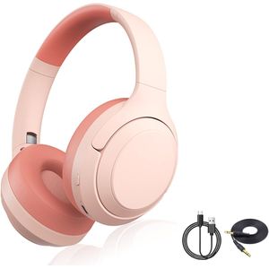 Gloovon® - Koptelefoon Draadloos – Bluetooth 5.3 – Koptelefoon met Microfoon – Lichtgewicht en Opvouwbaar – Roze