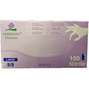 Parmadis Premium - Nitrile handschoenen - Large - 100 stuks - Ongepoederd - Blauw