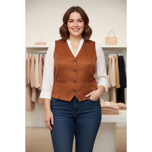 ZHENZI gilet bruin gestreept