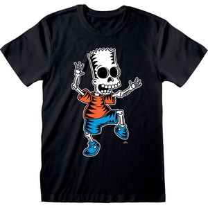 T-Shirt met Korte Mouwen The Simpsons Skeleton Bart Zwart Uniseks - S