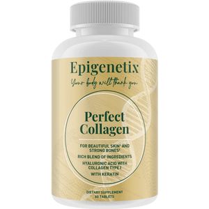 Epigenetix - Perfect Collagen - 60 premium tabletten - Ondersteuning van huidverjonging en elasticiteit, sterke botten en gewrichtsfunctie, verbetering van de hydratatie en uitstraling van de huid, bevordering van gezonde haargroei