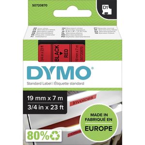 DYMO originele D1 labels | Zwarte Tekst op Rood Label | 19 mm x 7 m | zelfklevende etiketten voor de LabelManager labelmaker | gemaakt in Europa