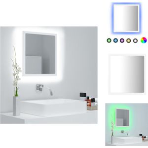 vidaXL LED-spiegel Wandspiegel Bewerkt hout en acryl - 40 x 8.5 x 37 cm - RGB-licht - Badkamerkast