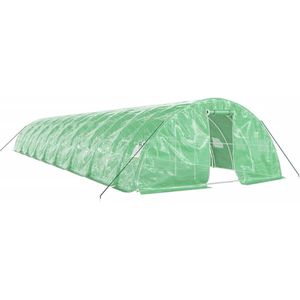 vidaXL Tuinkas 90 m² - Groen Stalen Frame Tuinhuisje - Tuingras - Greenhouse - Serres - Plastic Folie