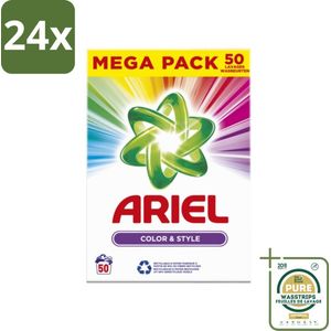 Ariel Color & Style - Waspoeder - Gekleurde Was - 50 Wasbeurten - Voordeelverpakking - 24 stuks - Ariel Color & Style - Kleurverzorging