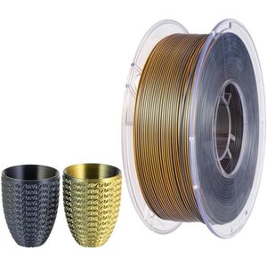 Zijde Dual Tweekleurig Colour Filament Zwart-Goud PLA Filament 1.75mm 1KG 3D Printer Filament Twee Kleur Coextrusie Filament PLA Metallic Filament 3D Printmateriaal Zwart-Goud Dual Bicolor PLA