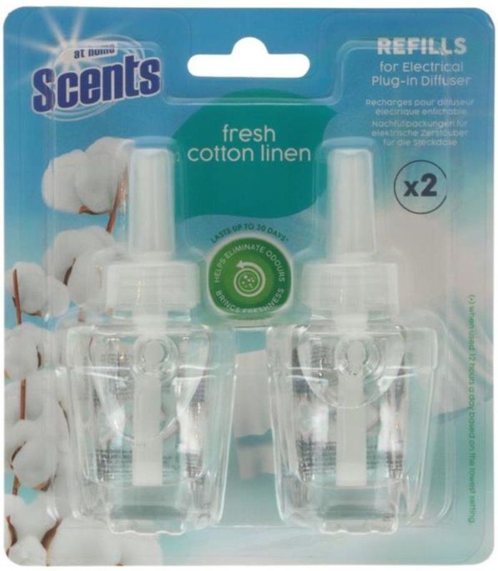 At Home - Elektrische Luchtverfrisser Navulling - Fresh Cotton Linnen - 2x19ml