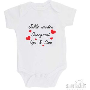 100% katoenen Romper ""Jullie worden overgroot opa & oma"" Unisex Katoen Wit/zwart/rood Maat 56/62 Zwangerschap aankondigen - Bekendmaking zwangerschap - Zwangerschapsaankondiging