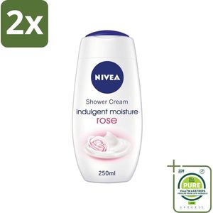 Nivea - Shower Indulgent Moisture Rose Douchecrème - 250 ml - Voordeelverpakking - 2 stuks - Douchecrème - Hydraterende douchecrème