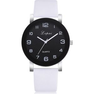 LVPAI Quartz Horloge | Wit & Zwart | PU Lederen Band | Ø 35 mm | Fashion Favorite