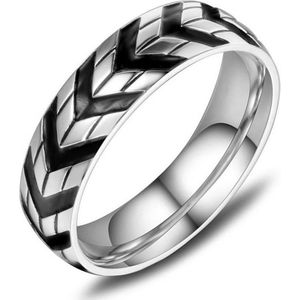 Ring heren staal zilver zwart kleur - Stalen Ringen van Mauro Vinci - met Geschenkverpakking - Sieraden voor de Man - Maat 12