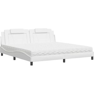 vidaXL - Bed - met - matras - kunstleer - wit - 200x200 - cm