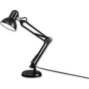 Bureaulamp - E27 Fitting - Verstelbaar - Retro - Klassiek - Rond - Mat Zwart