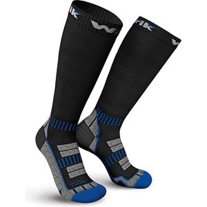 Kniekousen voor dames, gebreide kousen, overknee-sokken, dikke warme wintersokken, thermische sokken, lange kerstsokken voor vrouwen (Xmas-Grijs