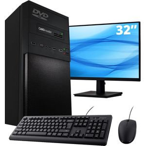 ScreenON - AMD Office Pro PC SET - (32"" Monitor + Muis & Toetsenbord) - Ryzen 7 PRO 5750G - 500GB SSD - 16GB RAM - DVD - Cardreader - WiFi + Bluetooth - Windows 11