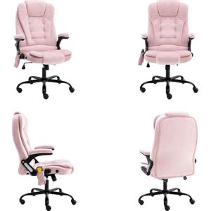 vidaXL Massagekantoorstoel fluweel roze - Bureaustoel - Bureaustoelen - Massage Kantoorstoel - Massage Kantoorstoelen