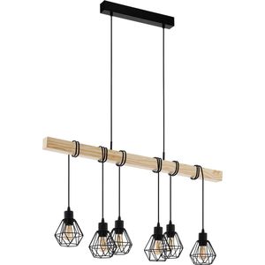 EGLO Townshend 5 Hanglamp - E27 - 100 cm - Zwart/Bruin