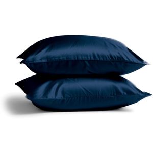 2x Zijden Kussensloop 45x65cm Blauw Ritssluiting 19 Momme - Kussensloop set - Luxe Silk Kussensloop 100% moerbei zijde - Zijde kussensloop - Silk Heaven - 45x65cm (voor ergonomische kussens 40x60cm) / Ritssluiting