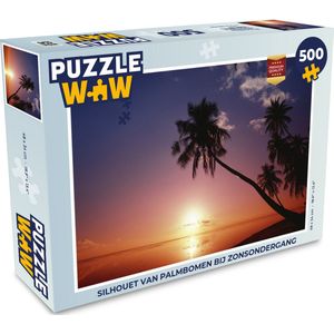 Puzzel Silhouet van palmbomen bij zonsondergang - Legpuzzel - Puzzel 500 stukjes