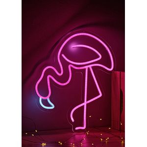 OHNO Neon Verlichting Flamingo - Neon Lamp - Wandlamp - Decoratie - Led - Verlichting - Lamp - Nachtlampje - Mancave - Neon Party - Kamer decoratie aesthetic - Wandecoratie woonkamer - Wandlamp binnen - Lampen - Neon - Led Verlichting - Roze