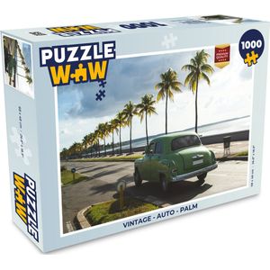 Puzzel Vintage - Auto - Palm - Legpuzzel - Puzzel 1000 stukjes volwassenen