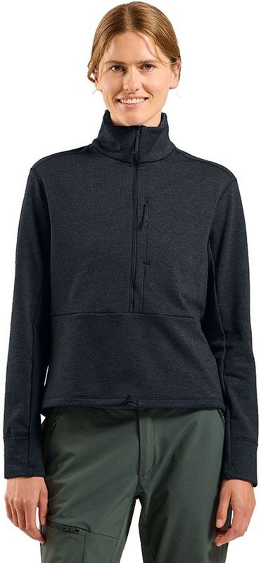 Odlo Womens Mid Layer 1/2 Zip Grid Fleece Fleecevest (Dames |zwart/blauw)