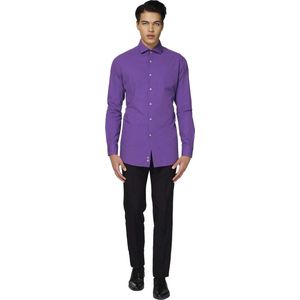 OppoSuits Purple Prince Shirt - Heren Overhemd - Casual Effen Gekleurd - Paars - Maat EU 41/42