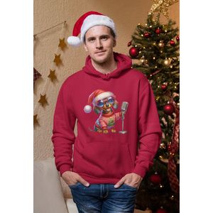 Singing Dog Santa - Kersttrui - Kerst Trui Rood - Grappig Kersttrui - Maat M - Limited Edition