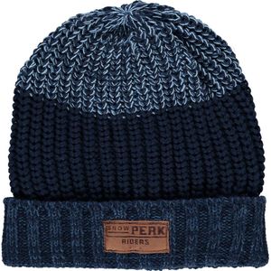 Muts heren - Winter - Gebreid - One size - Donkerblauw - Blauwe bovenkant - Ski