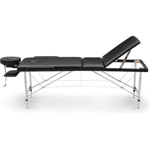 Massagetafel inklapbaar - 3 secties - aluminium - zwart