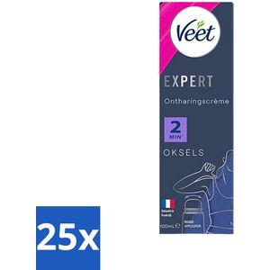25 x Veet Expert - Ontharingscrème met applicator - Oksels - Alle huidtypes - 100ml - Hydratatie - Gevoelige Huid - Ontharingsmethode