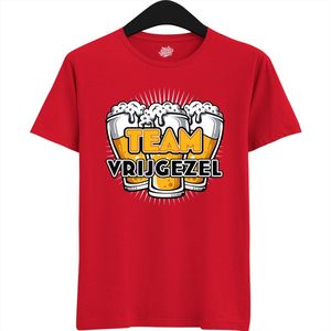 Team Vrijgezel | Vrijgezellenfeest Cadeau Man - Groom To Be Bachelor Party - Grappig Bruiloft En Bruidegom Bier Shirt - T-Shirt - Unisex - Rood - Maat XXL