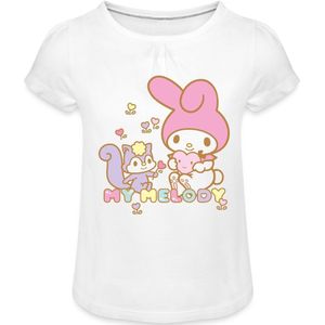 My Melody Plukt Hartbloemen Met Risu Meisjes T-Shirt Met Plooien