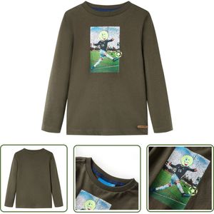vidaXL Meisjeskleding - Kinderkleding - Kindershirt met lange mouwen 92 kakikleurig - Jongenskleding - Langmouwshirts - Tshirt