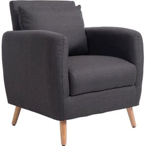 Fauteuil Felix - Grijs - stof - houten poten - classy - 68x76x86 cm - Zithoogte 48 cm