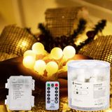 Springos Kerstverlichting - Batterij - Afstandsbediening - 7.5 M - 50 LED - Warm Wit