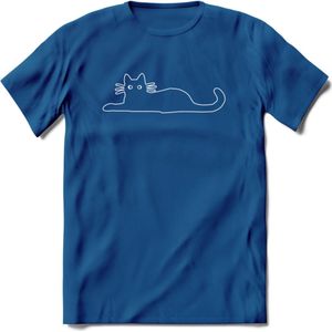 Gekke Kat - Katten T-Shirt Kleding Cadeau | Dames - Heren - Unisex | Dieren shirt | Grappig Verjaardag kado | Tshirt Met Print | - Donker Blauw - XXL