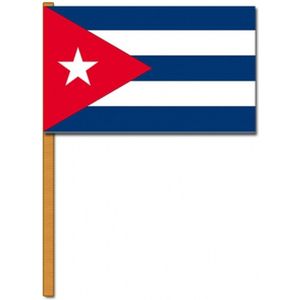 Luxe hand zwaaivlag Cuba 30 x 45 cm op houten stok - Feestartikelen/versieringen