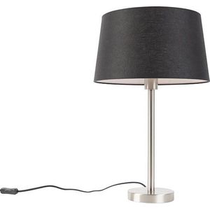QAZQA simplo - Moderne Tafellamp met kap - 1 lichts - H 525 mm - Zwart - Woonkamer | Slaapkamer