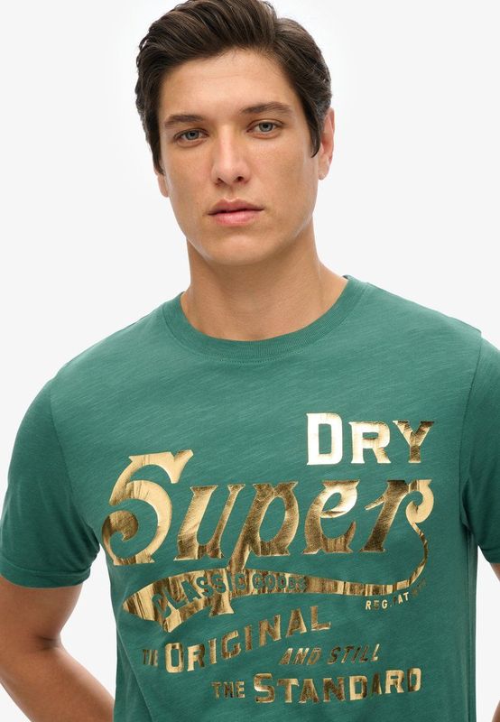 Superdry Metallic Workwear Graphic T-shirt Met Korte Mouwen Groen S Man
