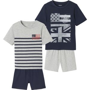Pyjama's - Set van 2 - Grijs en Effen - 100% Katoen
